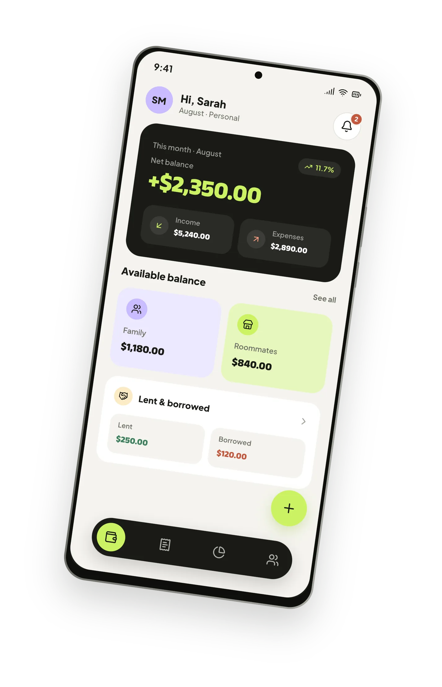 The Pooled dashboard on a phone.